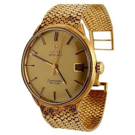 omega deville gold plated watch|omega deville gold watch price.